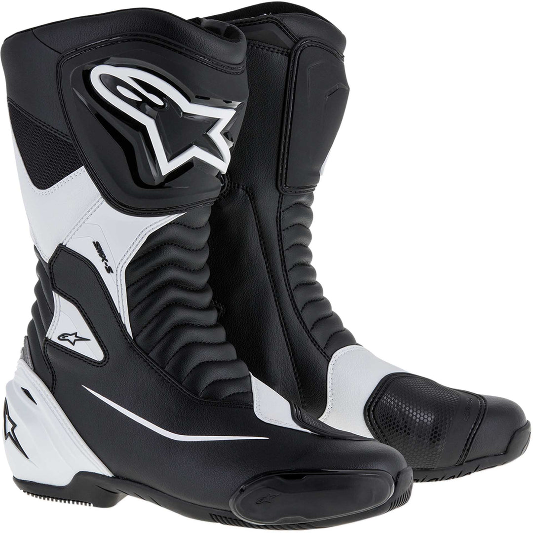 Alpinestars SMX S Boots Black/White - Front Side View of Pair
