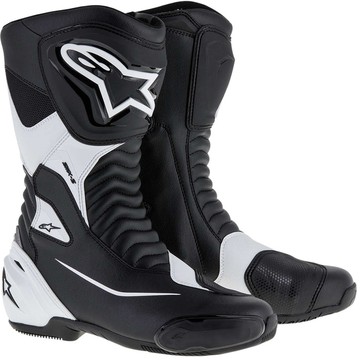 Alpinestars SMX S Boots Black/White - Front Side View of Pair