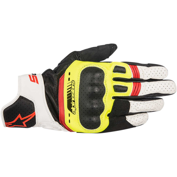 Alpinestars SP-5 Gloves Black/Yellow/White/Red - Back of Hand View