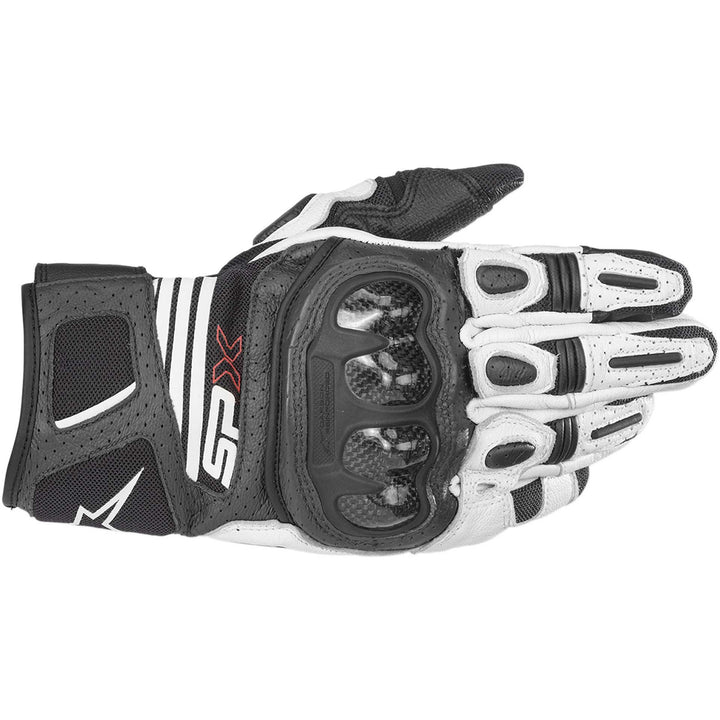 Alpinestars SPX AC V2 Gloves Black/White - Back of Hand View