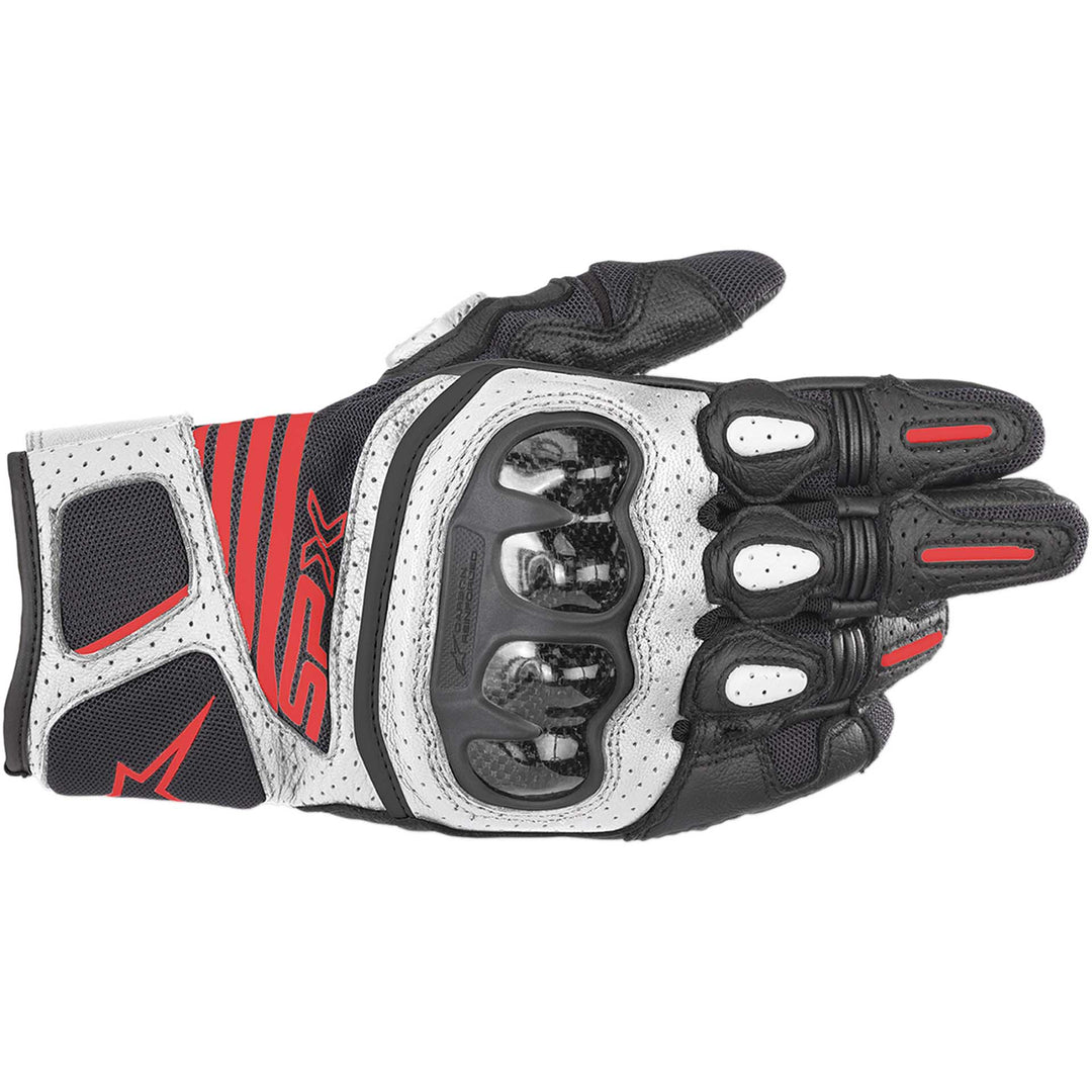 Alpinestars SPX AC V2 Gloves Black/White/Red - Back of Hand View