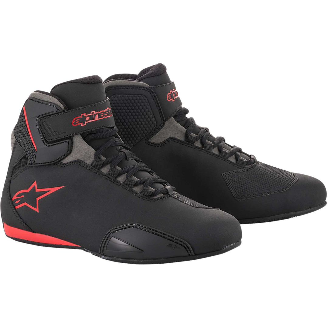 Alpinestars Sektor Shoes Black/Gray/Red - Front Side View of Pair