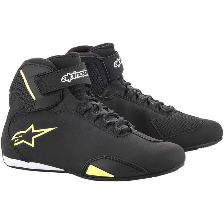Alpinestars Sektor Shoes Black/Yellow Fluorescent - Front Side View of Pair