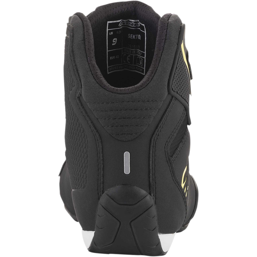 Alpinestars Sektor Shoes Black/Yellow Fluorescent - Rear View