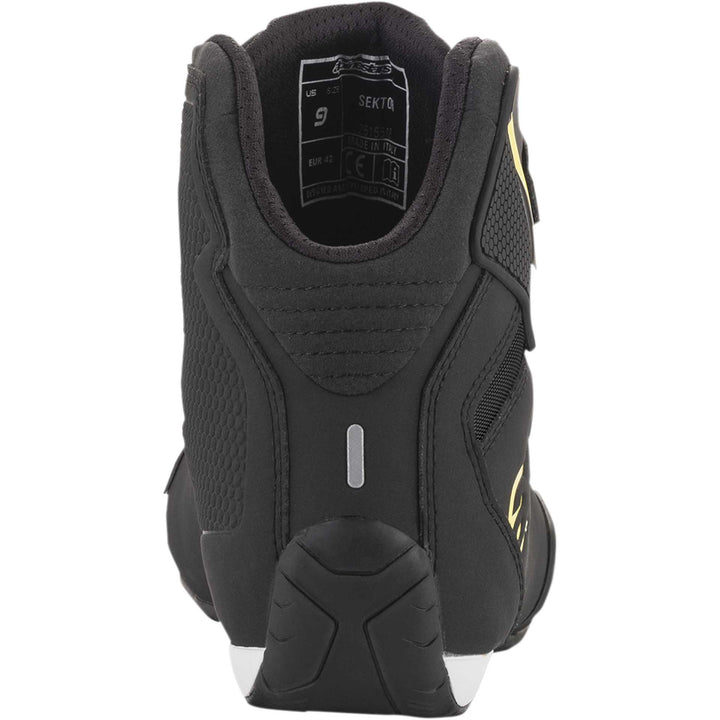Alpinestars Sektor Shoes Black/Yellow Fluorescent - Rear View