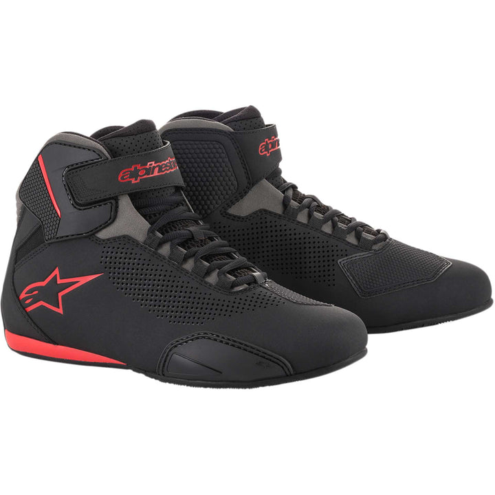 Alpinestars Sektor Vented Shoes Black/Gray/Red - Front Side View of Pair