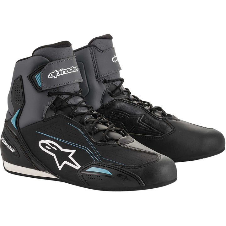 Alpinestars Stella Faster-3 Shoes Black/Gray/Blue - Front Side View of Pair