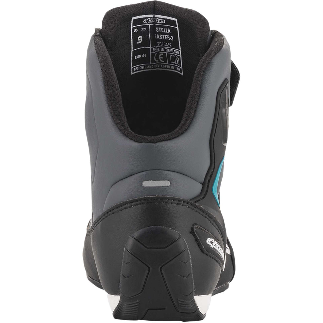 Alpinestars Stella Faster-3 Shoes Black/Gray/Blue - Rear View