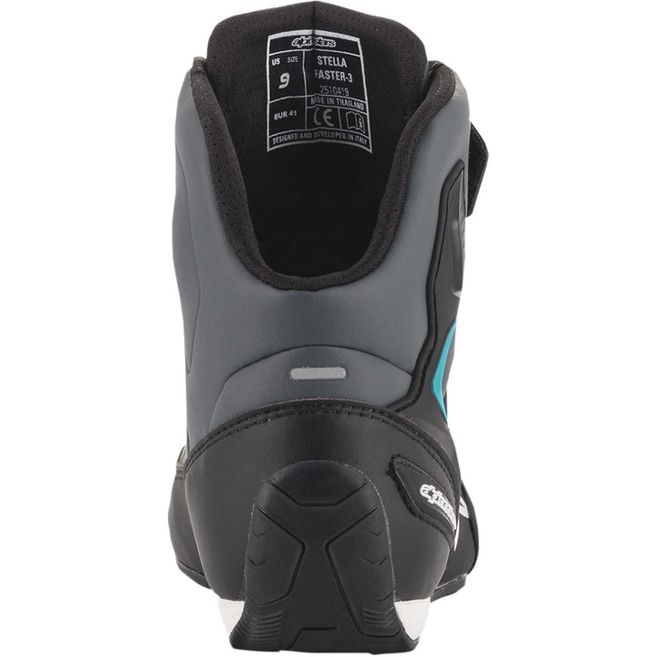 Alpinestars Stella Faster-3 Shoes Black/Gray/Blue - Rear View