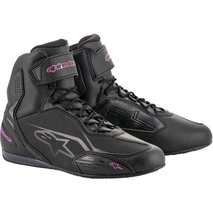 Alpinestars Stella Faster-3 Shoes Black/Pink - Front Side View of Pair