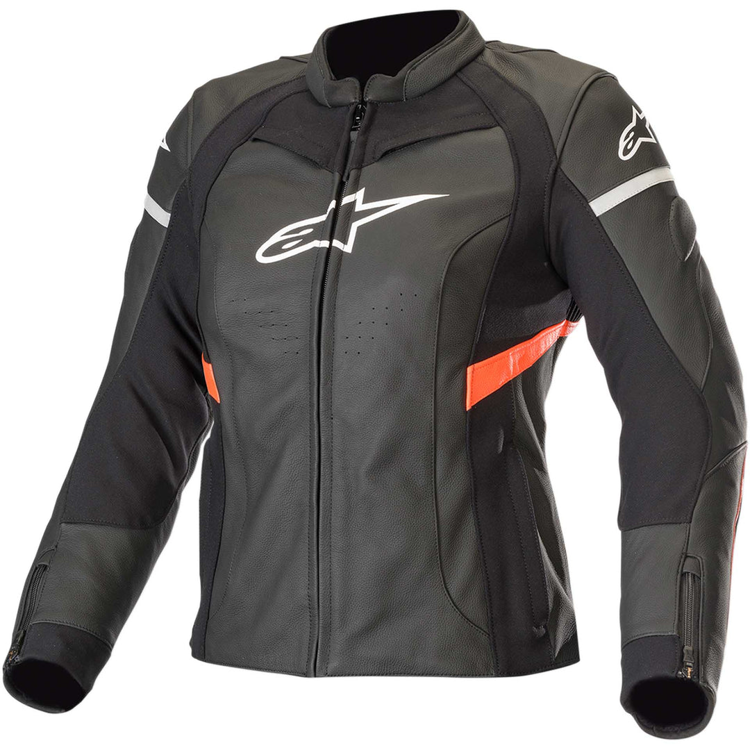 Alpinestars Stella Kira Leather Jacket Black/Red - Front View