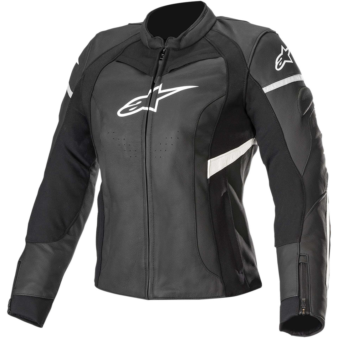 Alpinestars Stella Kira Leather Jacket Black/White - Front View