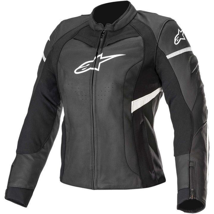 Alpinestars Stella Kira Leather Jacket Black/White - Front View