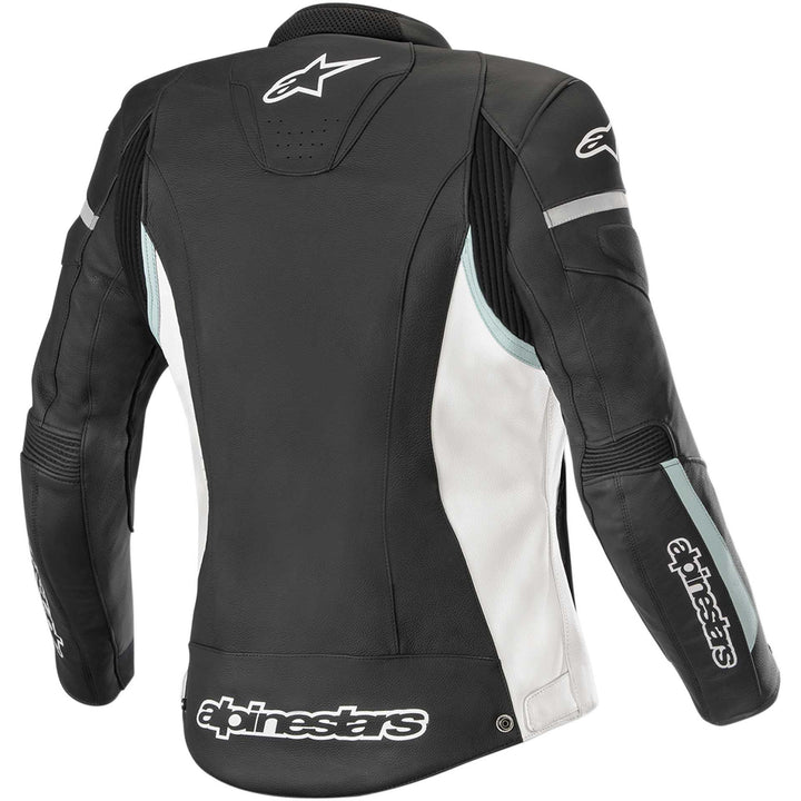 Alpinestars Stella Kira Leather Jacket Black/White/Teal - Rear View