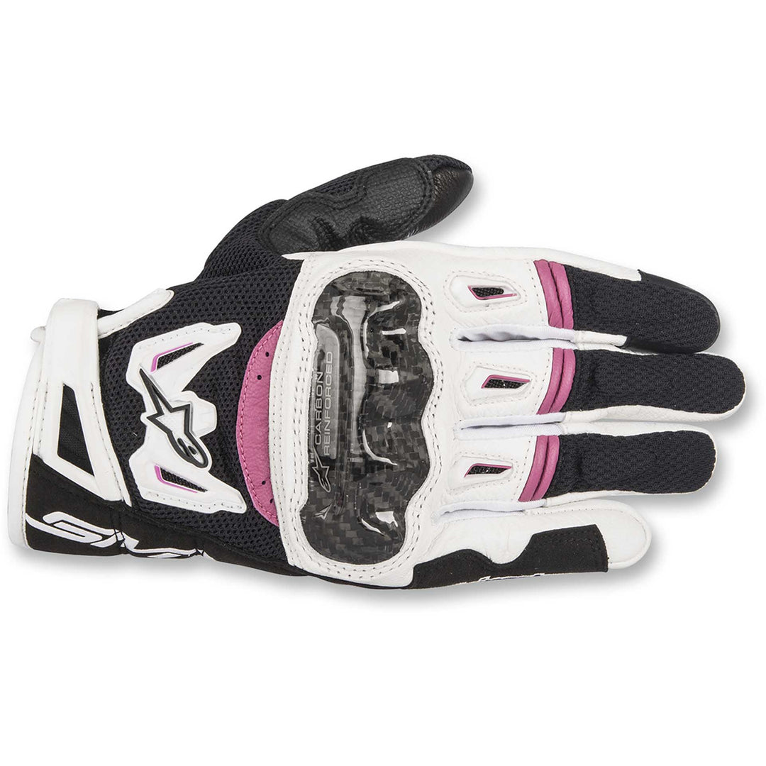 Alpinestars Stella SMX-2 Air Carbon V2 Gloves Black/White/Pink - Back of Hand View