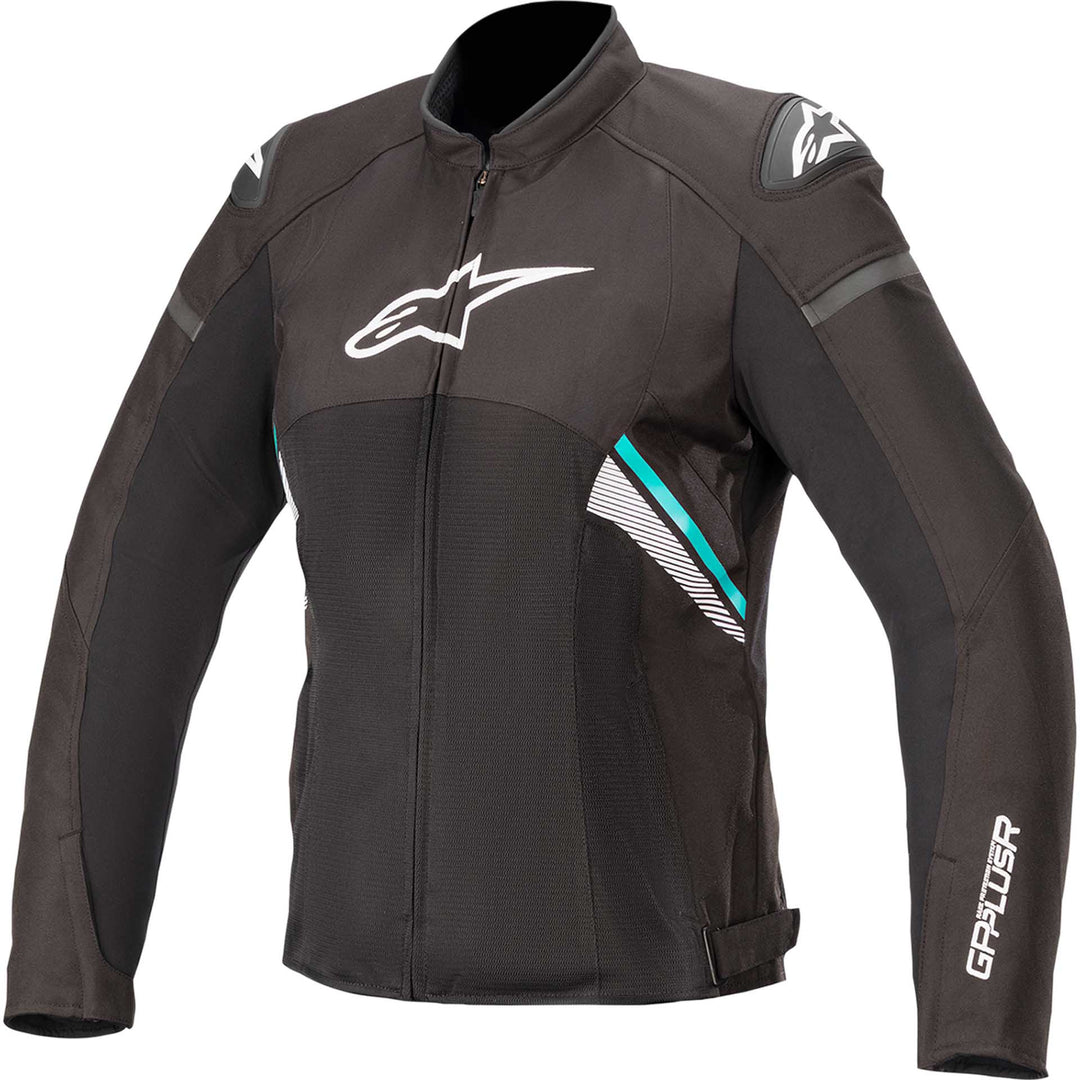 Alpinestars Stella T-GP Plus R v3 Air Jacket Black/White/Teal - Front View
