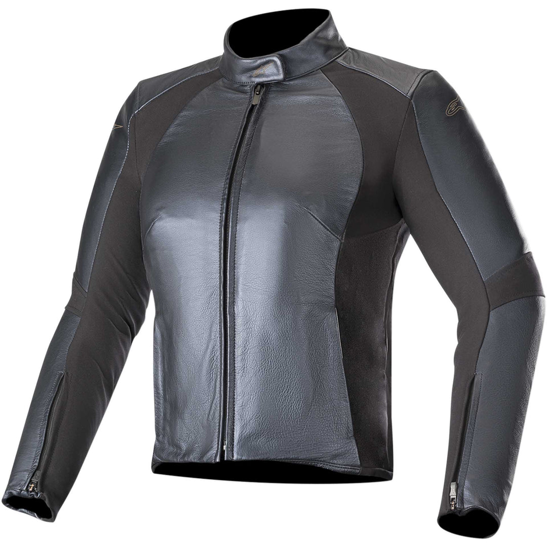 Alpinestars Stella Vika v2 Leather Jacket Blue - Front View