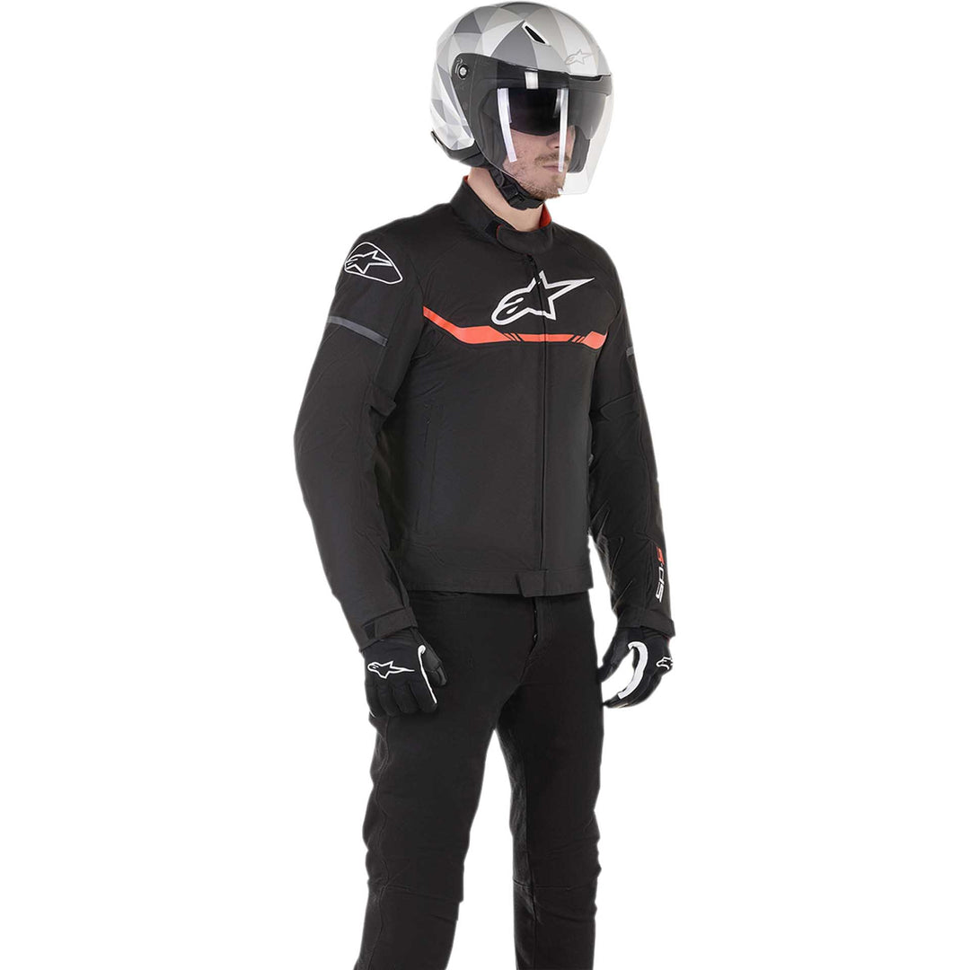 Alpinestars T-SPS Waterproof Jacket Black/White/Red - Model Posing
