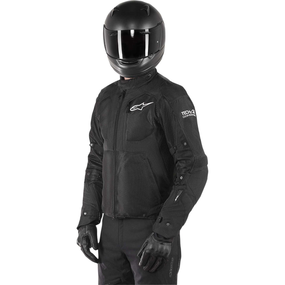 Alpinestars Tailwind Air Waterproof Jacket Black - Front Side View of Model Posing in Jacket