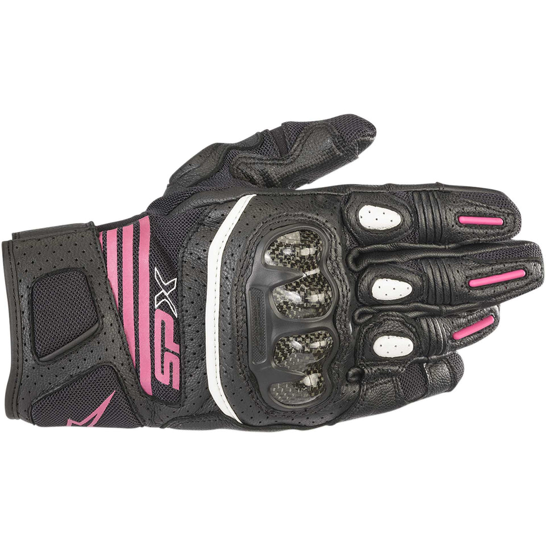 Alpinestars Stella SPX AC Gloves Black/Fuschia - Back of Hand View