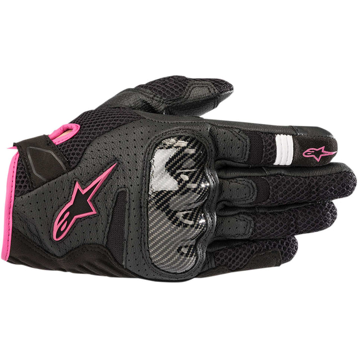 Alpinestars Stella SMX-1 Air V2 Gloves Black/Fuschia - Back of Hand View