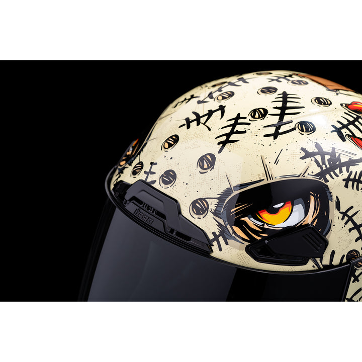 ICON Airframe Pro™ TopShelf Helmet Red - Close-Up of Top Vents, Opened