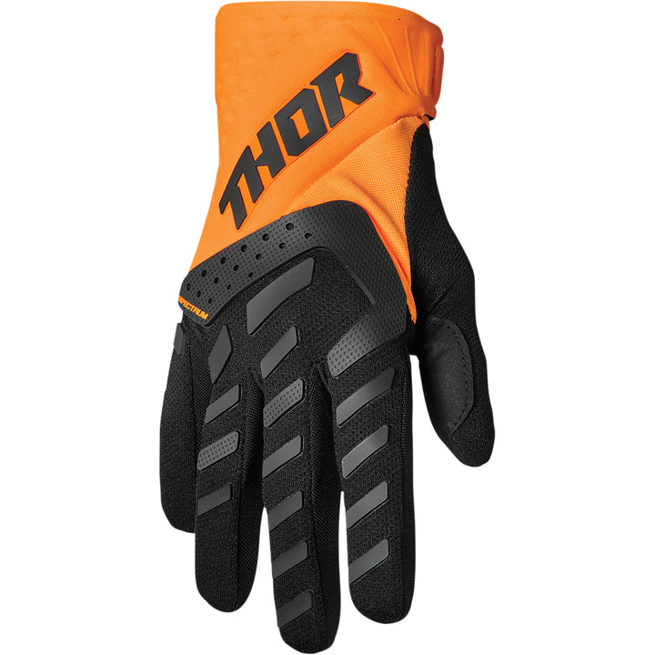 THOR Youth Spectrum Gloves Orange/Black - Back of Hand View