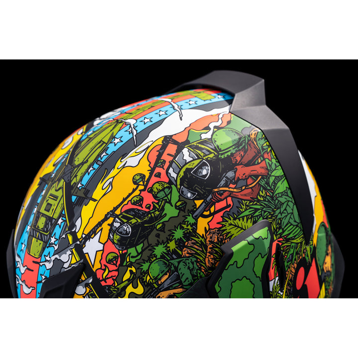 ICON Airflite™ GP23 Helmet Green - Close-Up of Top Left Side Details