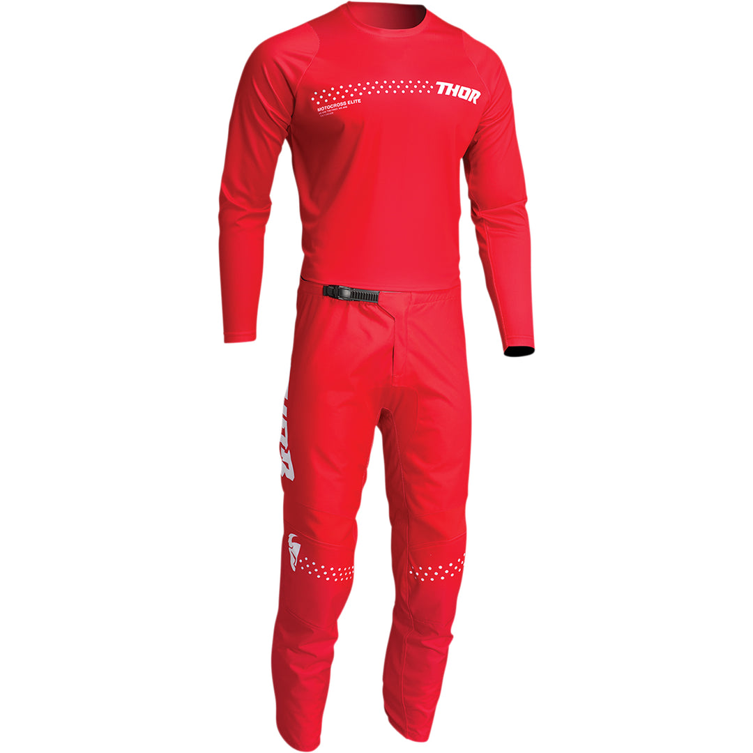 THOR Youth Sector Minimal Jersey Red - Front View with Pants