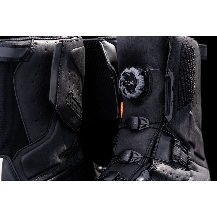 ICON Alcan Waterproof Boots Black - Close-Up of BOA Fastener