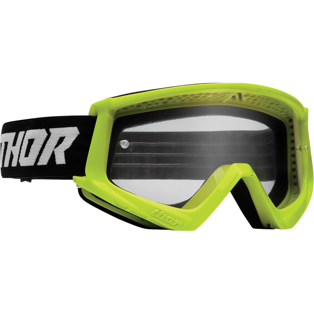 THOR Combat Racer Goggles Flo Acid/Black - Front Side View