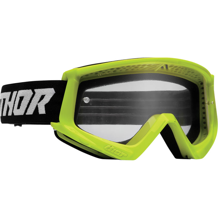 THOR Combat Racer Goggles Flo Acid/Black - Front Side View