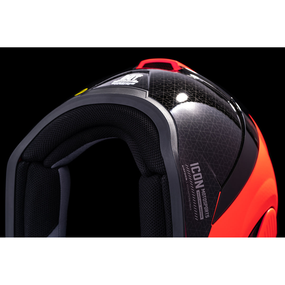 ICON Airform™ Counterstrike MIPS® Helmet Red - Close-Up of Bottom Rear Details