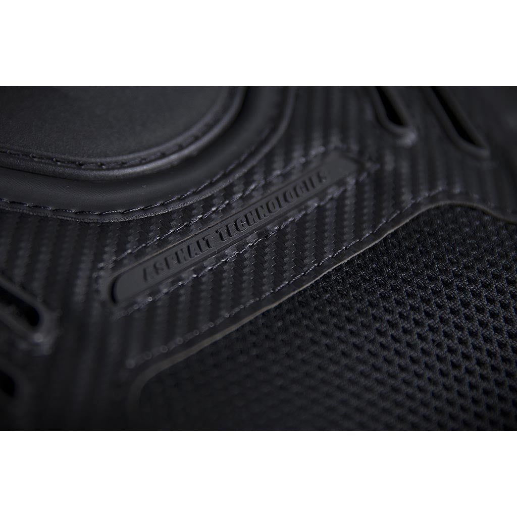 ICON Stryker Vest Stealth - Close-Up of "Asphalt Technologies" Graphic Under Chest Plate