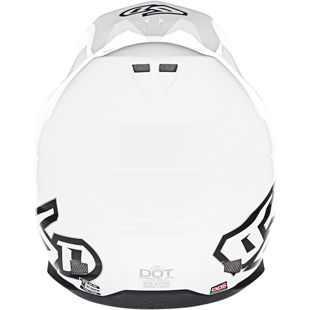 6D Helmets ATR-1 Solid Helmet White - Rear View