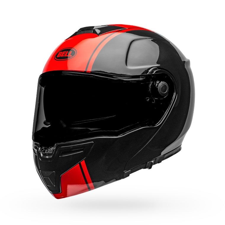Bell SRT Modular Motorcycle Street Helmet Ribbon Gloss Black/Red