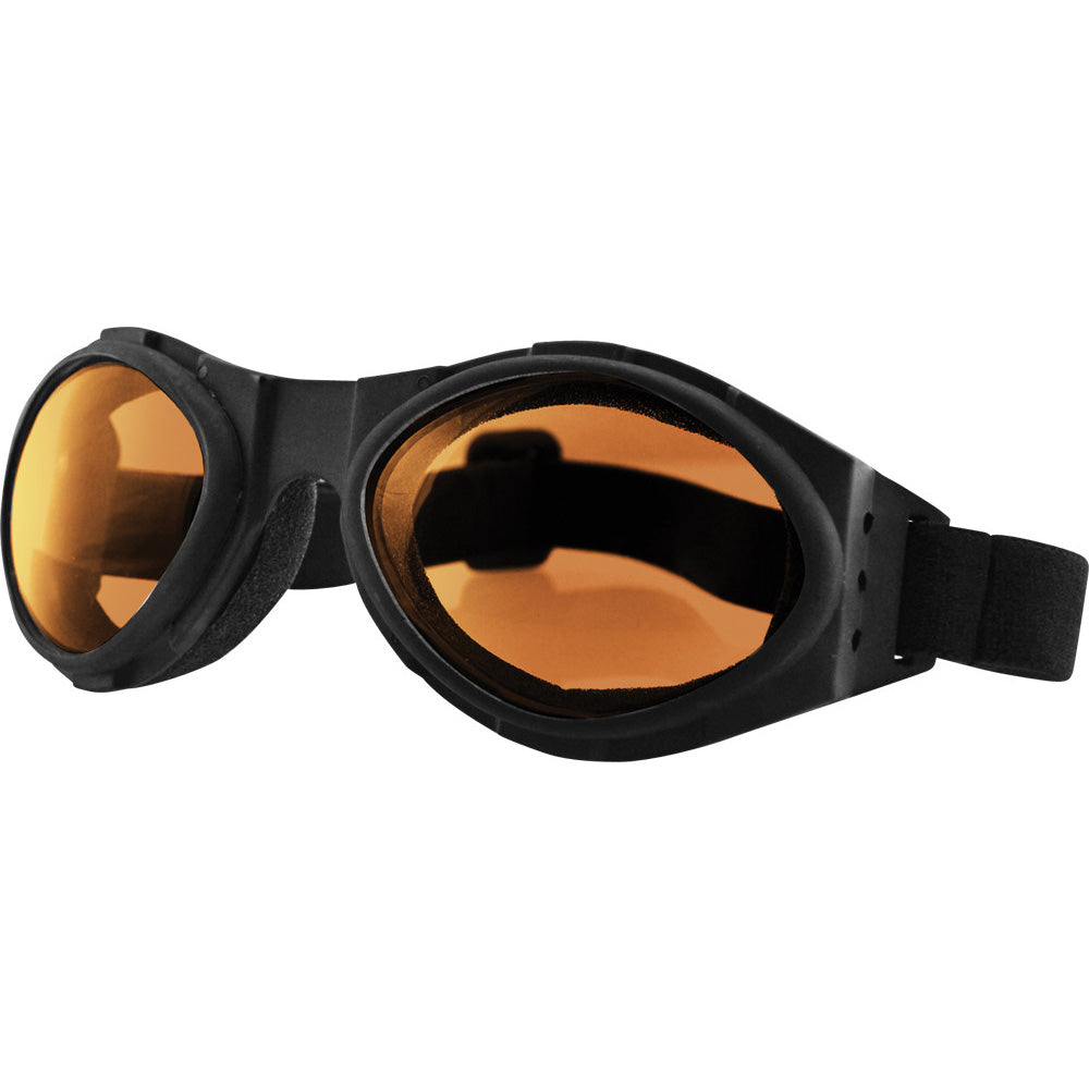 Bobster Goggles Bugeye Black W/Amber Lens - Front Side View