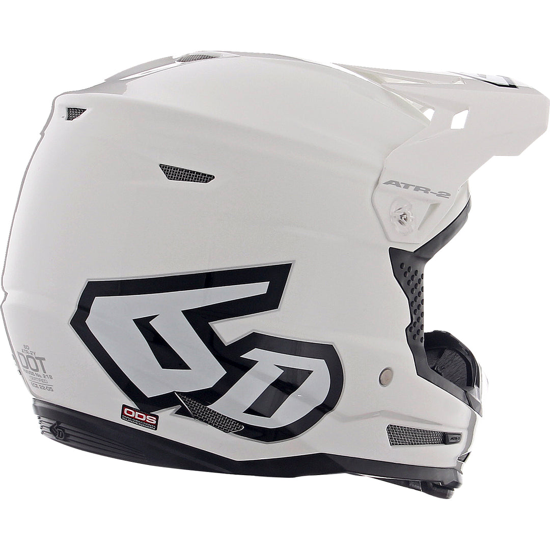 6D Helmets ATR-2Y Solid Youth Helmet Gloss White - Rear Right Side View