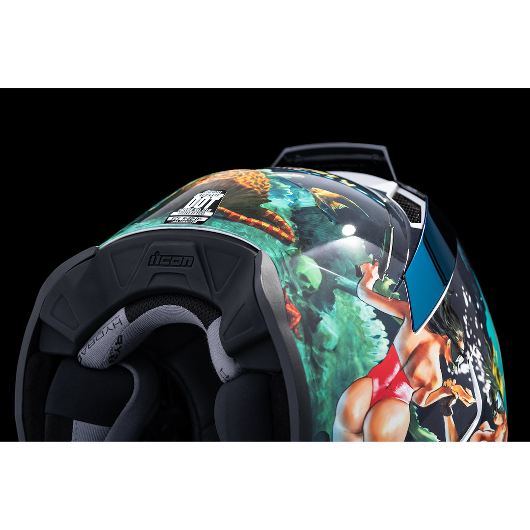 ICON Airflite™ Pleasuredome4 Helmet Blue - Close-Up of Bottom Rear Details
