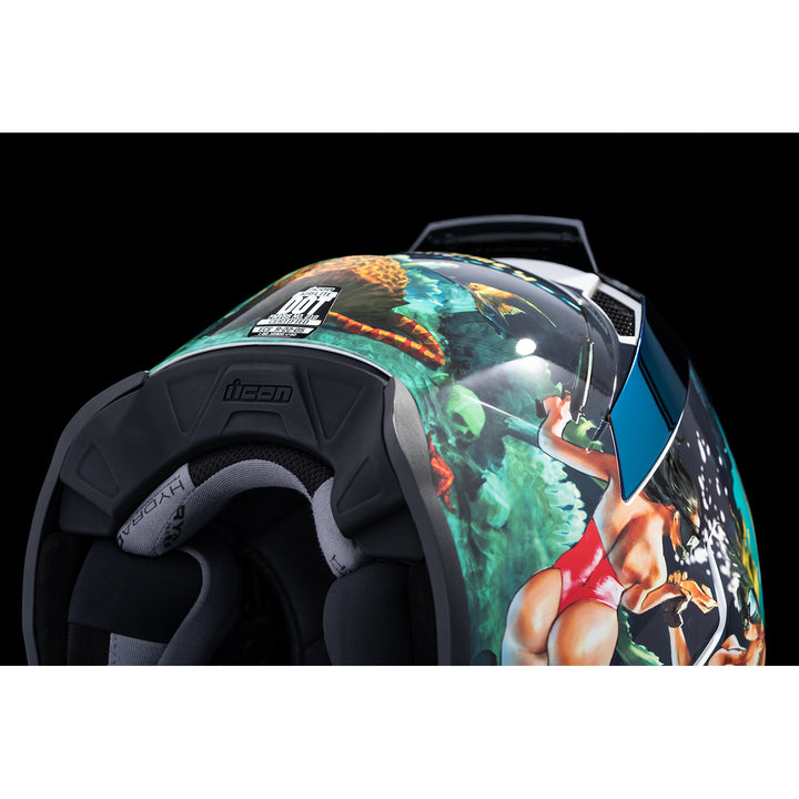 ICON Airflite™ Pleasuredome4 Helmet Blue - Close-Up of Bottom Rear Details