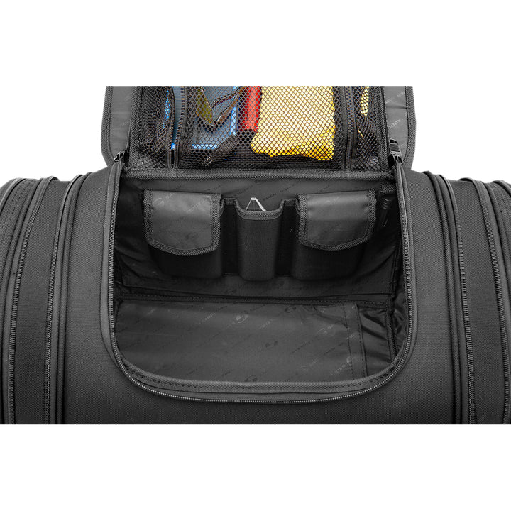 SADDLEMEN TR2300DE Tactical Deluxe Rack Bag - Close-Up of Open Top Pocket