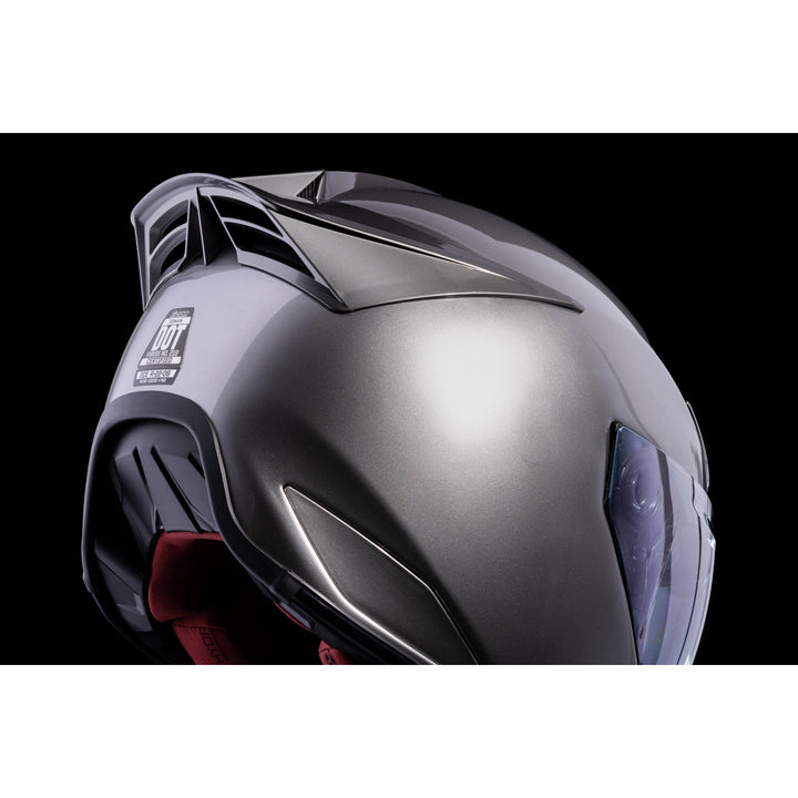 ICON Domain™ Cornelius Helmet Silver - Close-Up of Rear Right Side Details