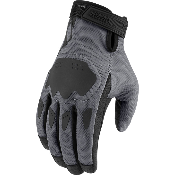 ICON Hooligan CE Gloves Gray - Back of Hand View