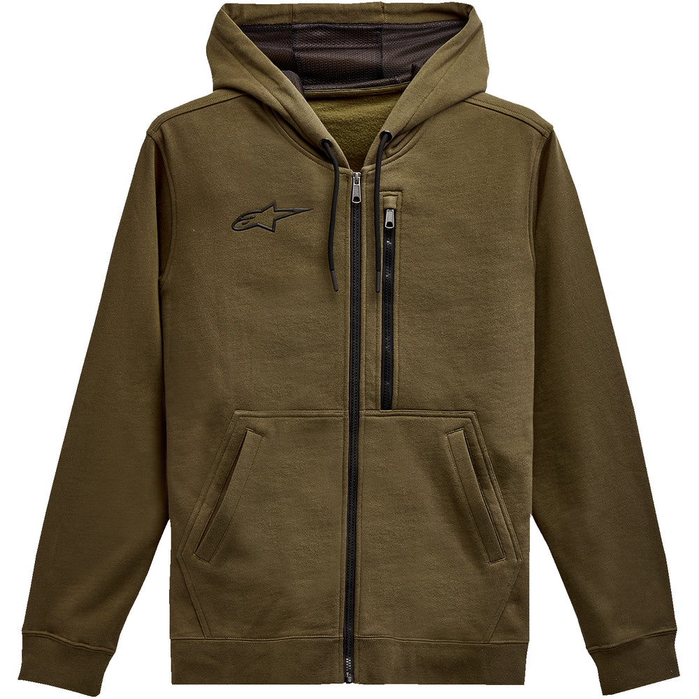Alpinestars Asymmetrical Zip-up Hoodie Military - Front View