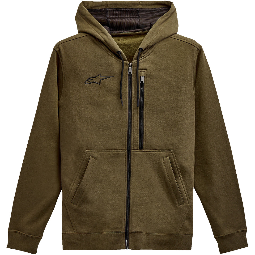 Alpinestars Asymmetrical Zip-up Hoodie Military - Front View
