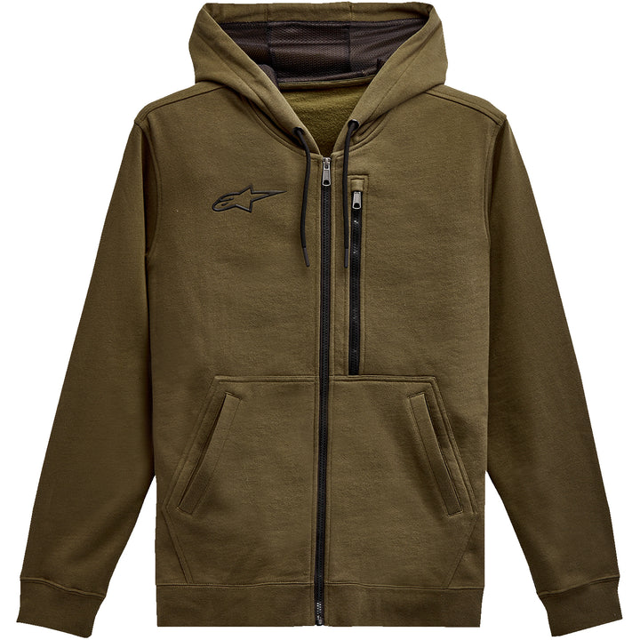 Alpinestars Asymmetrical Zip-up Hoodie Military - Front View