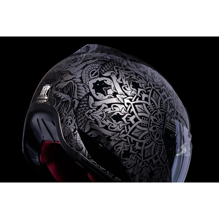 ICON Domain™ Gravitas Helmet Black - Close-Up of Rear Right Side Details