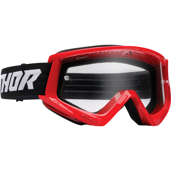 THOR Combat Racer Goggles Red/Black - Front Side View