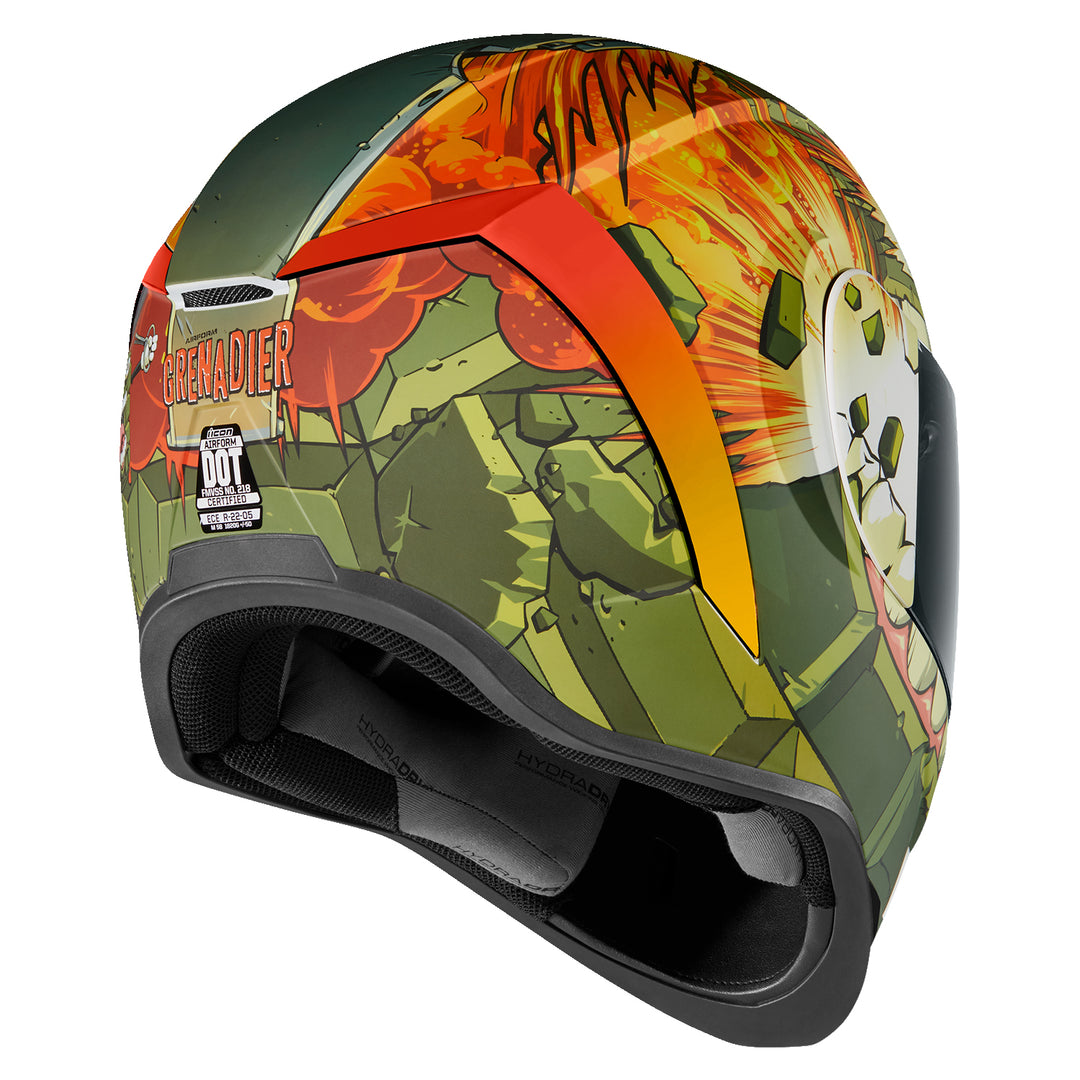ICON Airform™ Grenadier Helmet Green - Rear Right Side View