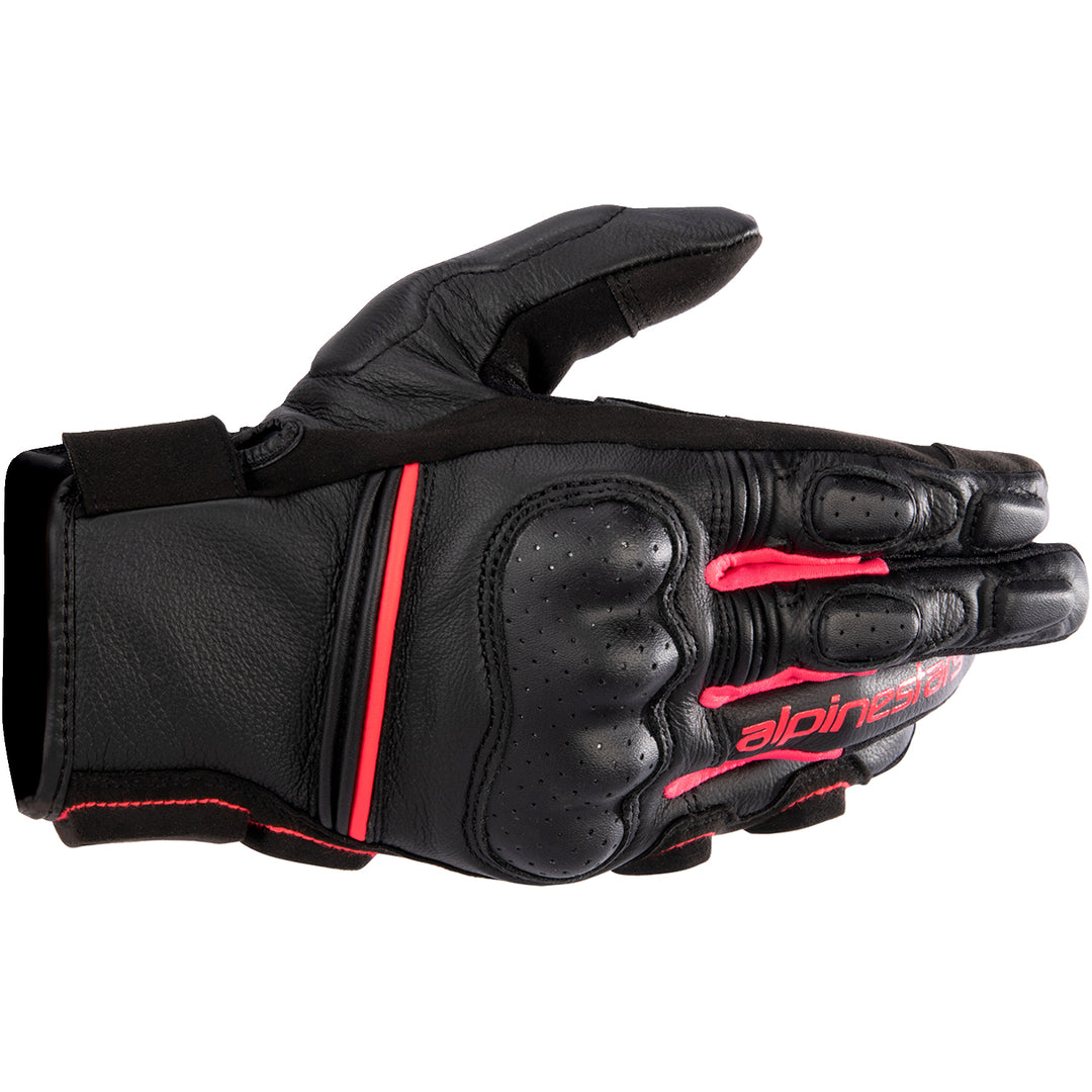 Alpinestars Stella Phenom Leather Air Gloves Black/Diva Pink - Back of Hand View